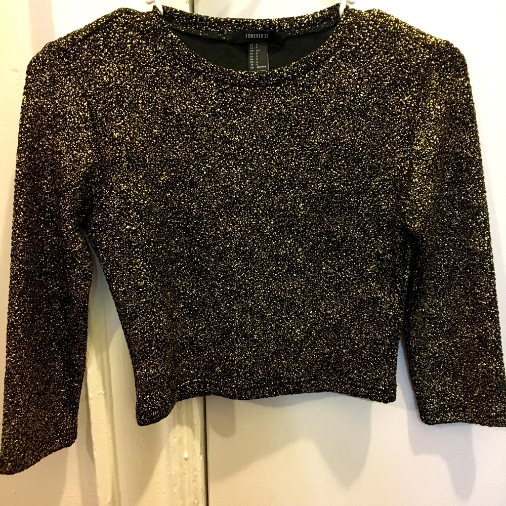 Gold and Black Crop Top